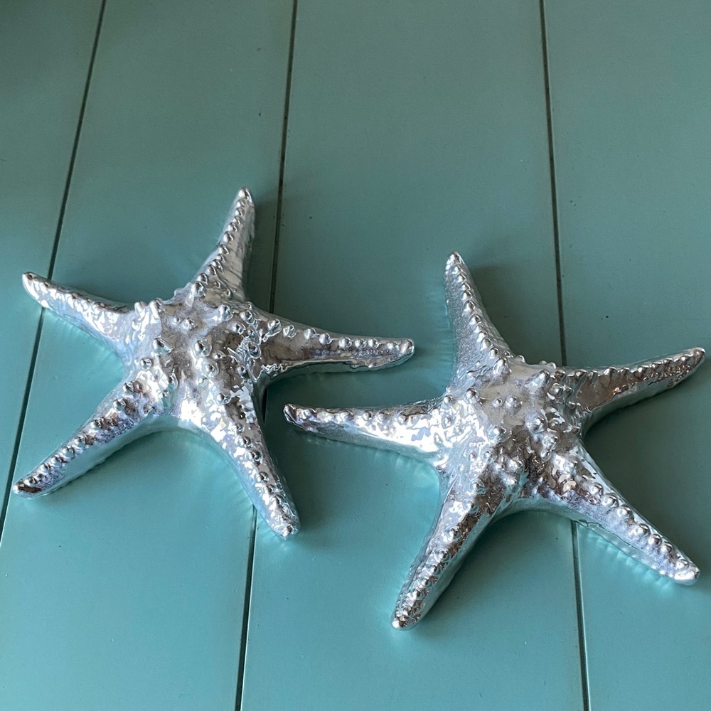 Pair of metal Silver Starfish Decor